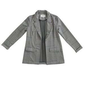 Liverpool Boyfriend Open Blazer in Soft Sand Gray Plaid Size Small
